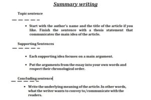 how to start summary of an article