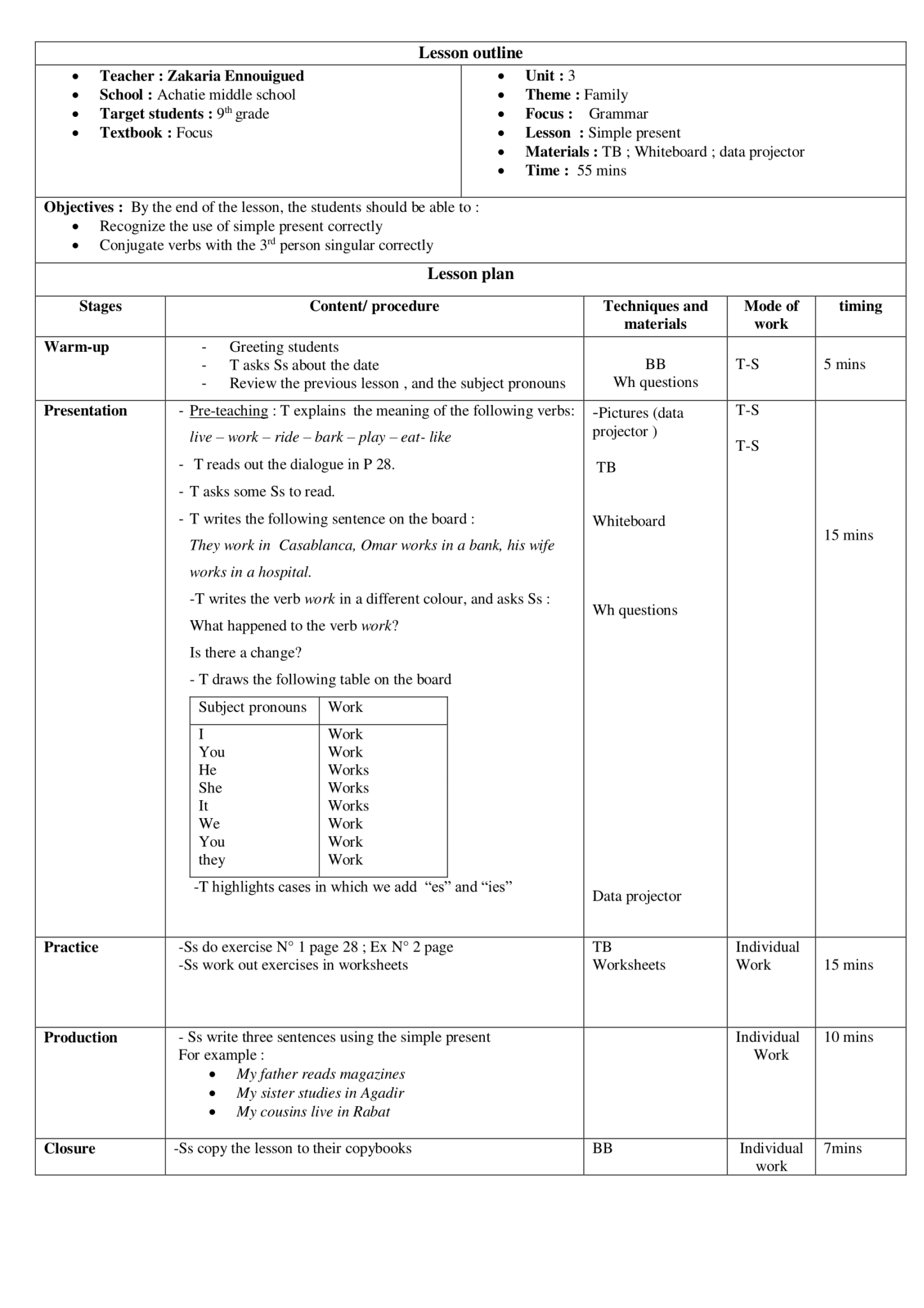 Lesson plan-Grammar-Simple Present - Teachingutopians