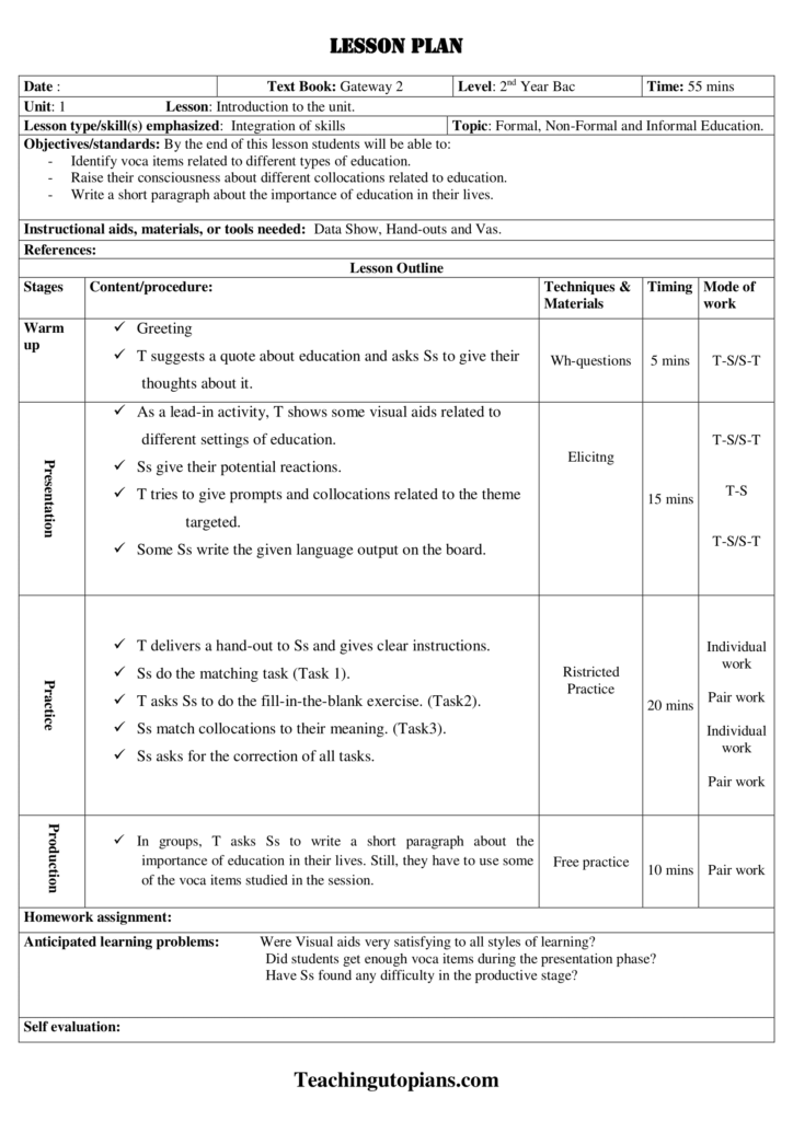 Lesson plan-Vocabulary-Formal-NonFormal & Informal Education ...