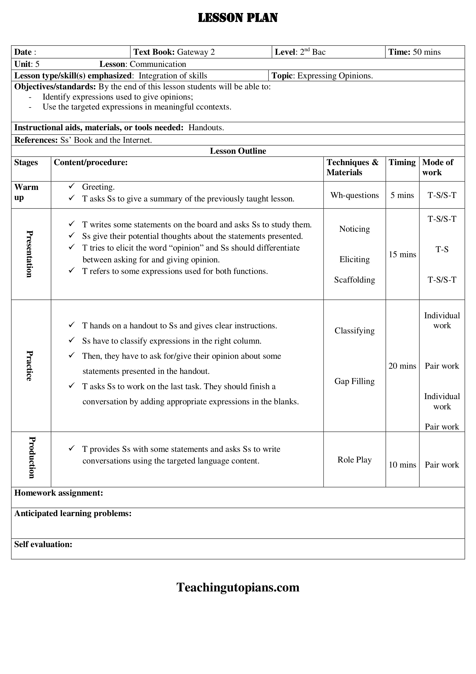 Lesson plan-Communication-Expressing Opinions in English - Teachingutopians